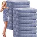 16 Pack Microfiber Bath Towels Bulk 27'' x 60'' Oversized Size Bath Towel Highly Absorbent Extra Large Soft Drying for Shower Beach Winter Salon Sport Gym Party (Diamond,Light Grey) (Haze Blue)