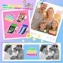 Instant Print Camera for Kids, Christmas Birthday Gifts for Girls Boys Age 3-15, 1080P Selfie Portable Digital Video Camera with 32GB SD Card, 3-Colored Print Paper- Pink