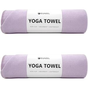Eunzel 2 Pack Hot Yoga Towel with Grip Dot, Non Slip Yoga Mat Towe Sweat Absorbent Towel for Hot Yoga,Bikram, Pilates and Fitness 72" x 24", Taro Purple