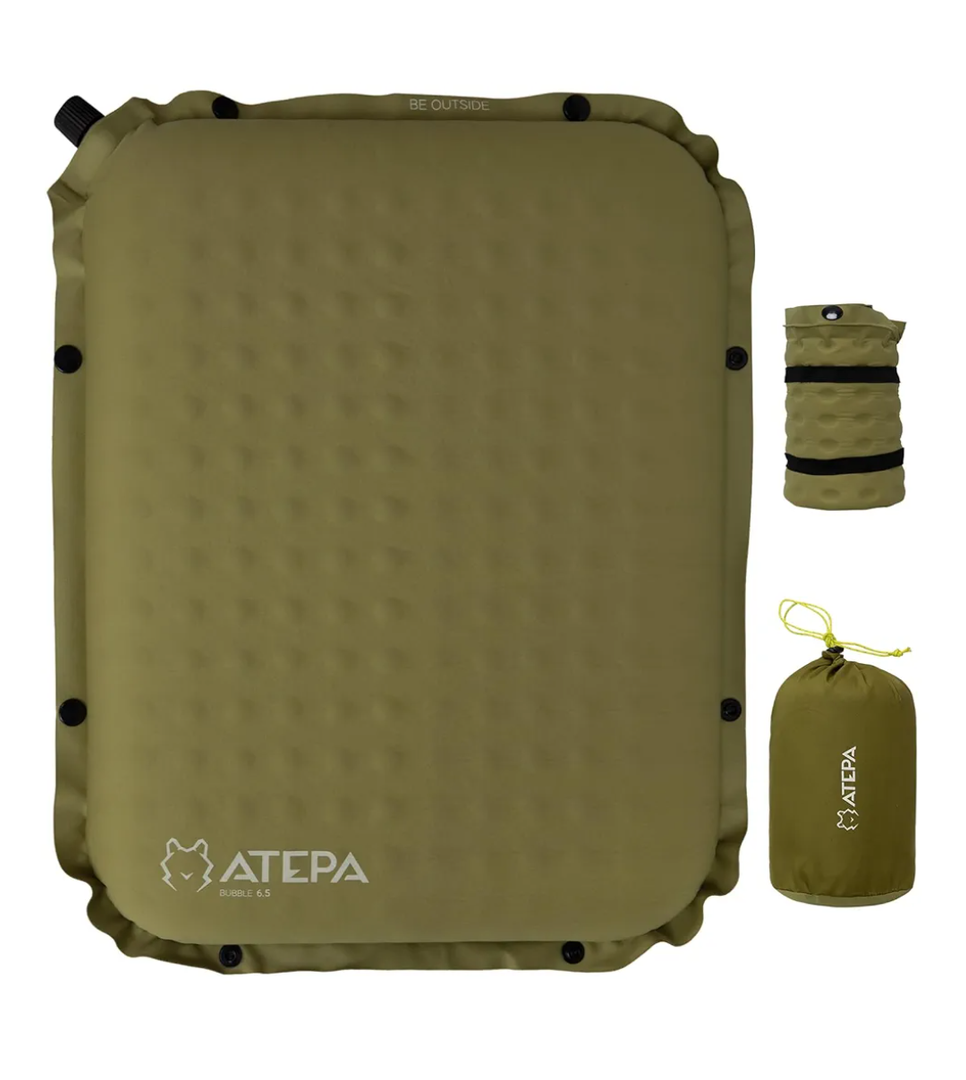 ATEPA Inflatable Stadium Seat Cushion, Self-Inflating Memory Foam Stadium Seats Camping Accessories Chair Pad for Outdoor Airplane Travel Bleacher Patio Backpacking