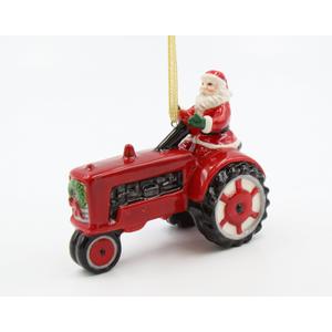 Santa Driving Tractor Ornament