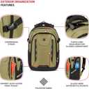 SwissGear Travel Tech Pro Laptop Backpack Fits Laptops up to 16 ScanSmart TSA-Friendly Backpack with Multiple Organizer Pockets Olive