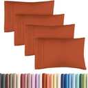 Standard Pillow Cases Set of 4 - Ultra Soft Hotel Quality Pillowcase Covers - Comfy Bedding for Women, Men, Kids & Teens - Machine Washable Pillow Protectors - 4 Piece Set - Standard Size Terracotta