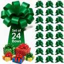 24 PCS of Eye-Catching Xmas Pull Bows for Easy Gift Wrapping with Ribbon - 5" Wide Wrap Bows for Christmas Tree Decoration, Holiday Dcor, Present Wrapping, Baskets, Birthday, Easter - Green Bows