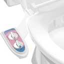 Toilet Bidet Attachment for Toilet, No-Electric Fresh Cold Water with Dual Nozzles Sprayer, 3 Wash Modes (Feminine/Bidet Wash + Self-Cleaning)Fits Standard Toilet Bowl, Blue Pink