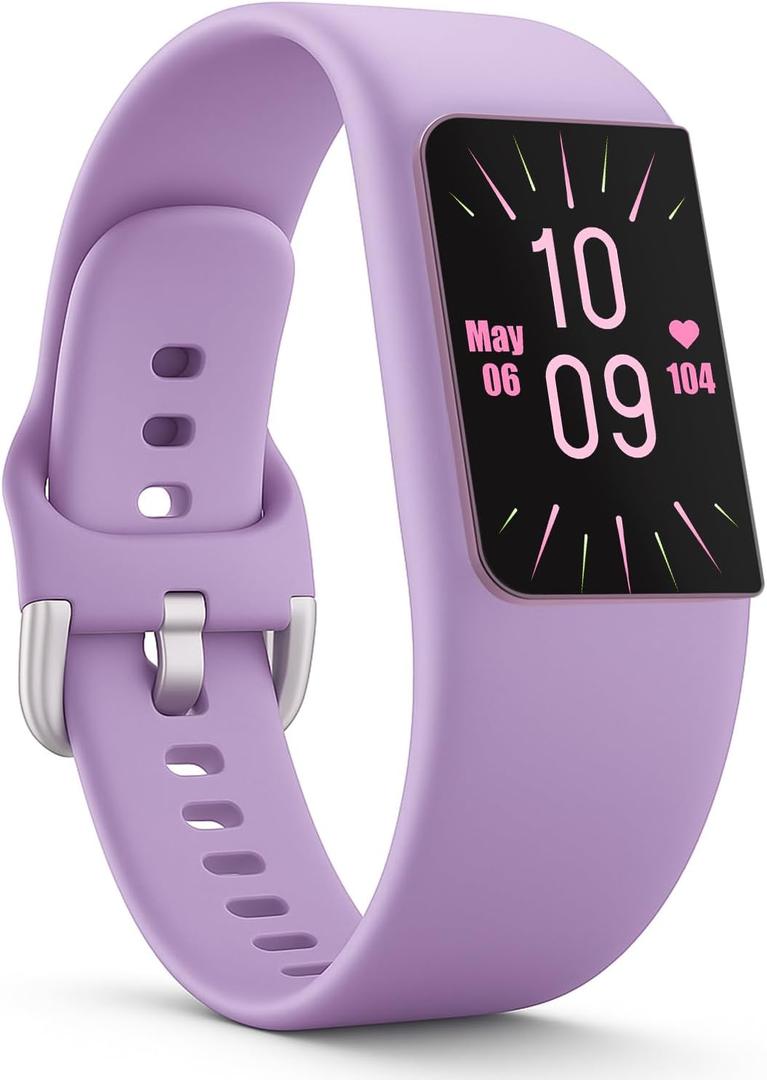 FITVII Slim Fitness Trackers, Fitness Watch with 24/7 Heart Rate, Blood Pressure, Blood Oxygen, Stress Monitor, AMOLED Activity Tracker Step Calorie Counter, IP68 Waterproof Smart Watch for Women Men