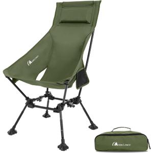 MOON LENCE Portable Camping Chairs for Adults, Adjustable Oversize Beach Chair Lawn Chair with High Back - Large Capacity, Heavy Duty (New Green with Feet)