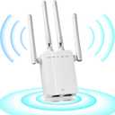Faber-Castell 2024 New WiFi Extender, 1200Mbps Dual Band (Up to 10000 sq.ft for 55+ Devices), 4 Antennas 360 Full Coverage, 1-Tap Setup & Ethernet Port