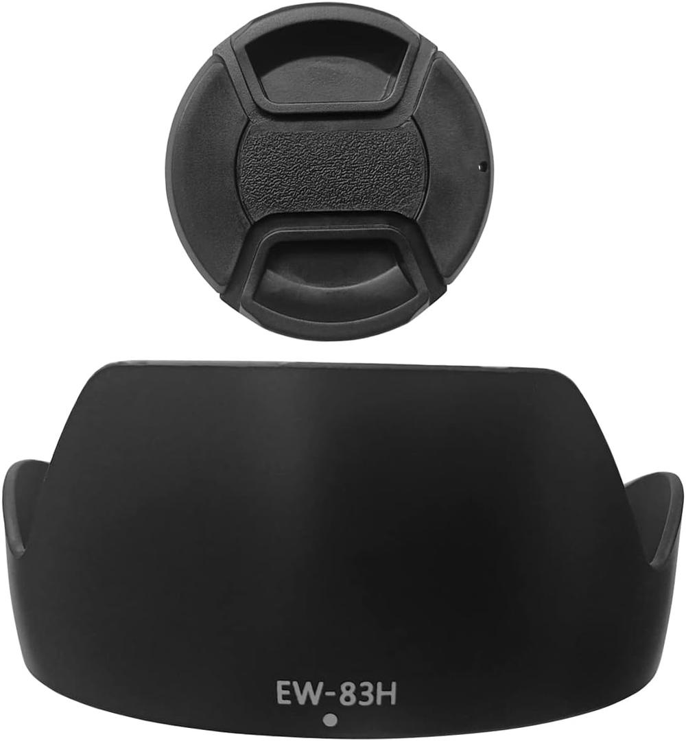 EW-83H Lens Hood+Lens Cap Cover for Canon EF 24-105mm f/4L is USM(Not for is II USM), HUIPUXIANG 77mm LensCap