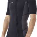 Hevto Wetsuits Men 3/2mm Neoprene Front Zip Shorty Full Wet Suit in Cold Water for Swimming Surfing Diving Keep Warm (Large)