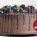 10 - 11" Plastic Disposable Cake Containers Carriers With Dome Lids And Cake Boards [5 Pack] And Cake Server | Round Bundt Cake Boxes / Cover | 2-3 Layer Cake Holder Display Containers For Transport