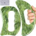 Jade Stone Large gua sha Massage Tool, Gua Sha Body Tool with Hand Grip, Muscle Scraper Tools Set,Scraping Massage Tools for Physical Therapy,Derma Edge & GuaSha Massage Scraper Tool