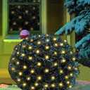 LED Christmas Net Lights Outdoor Decorations for Bushes,144LED 6ftx6ft Connectable Green Wire Net Christmas Lights for Outdoor Indoor Yard Mesh Shrub Tree Decor, UL Certified(Warm White)