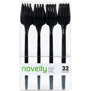 Novelty Modern Flatware, Cutlery, Salad forks Luxury Black 32 Count
