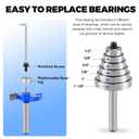 4 Pcs Rabbeting Router Bits Set 1/4 Inch Shank, Carbide Tipped Rabbet Router Bit with 6 Bearings Set, Router Accessories Interchangeable Adjustable Multi Depths Cutter for Cutting Rabbet Slots