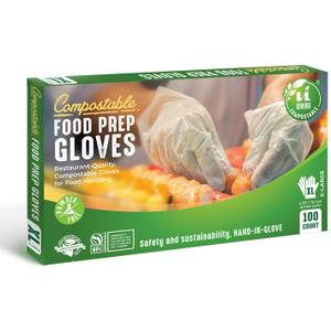 UNNI Compostable Food Prep Gloves, For Food Handling, ASTM D6400, US BPI, CMA & Europe OK Compost Certified (Large)