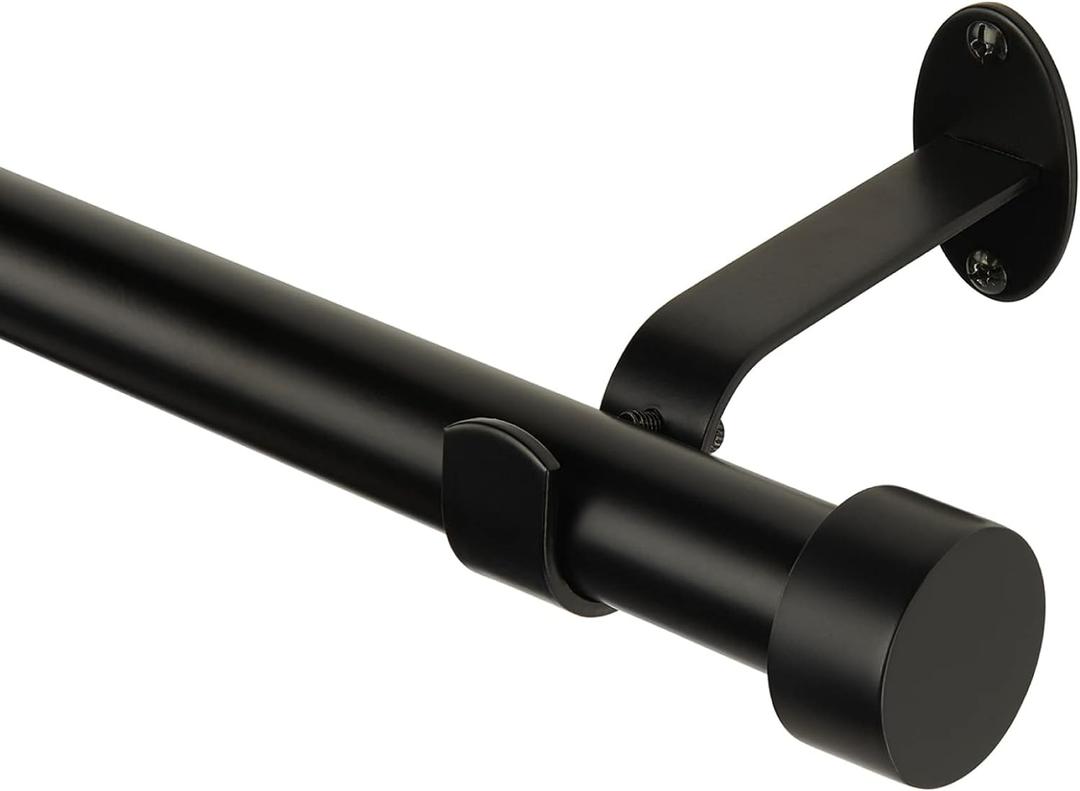 Elrene Home Fashions Serena Single Curtain Rod for Curtains and Drapery with Contemporary Cap Finials, 1-Inch Diameter, 86" - 120" Adjustable Rod, Antique Black