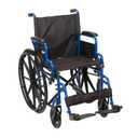 Drive Medical Blue Streak Lightweight Wheelchair, Footrests, 18" Seat | Portable Folding Wheelchair Features Desk Arms, Durable Steel Frame and Swing-away Footrests for Easy Transport and Storage