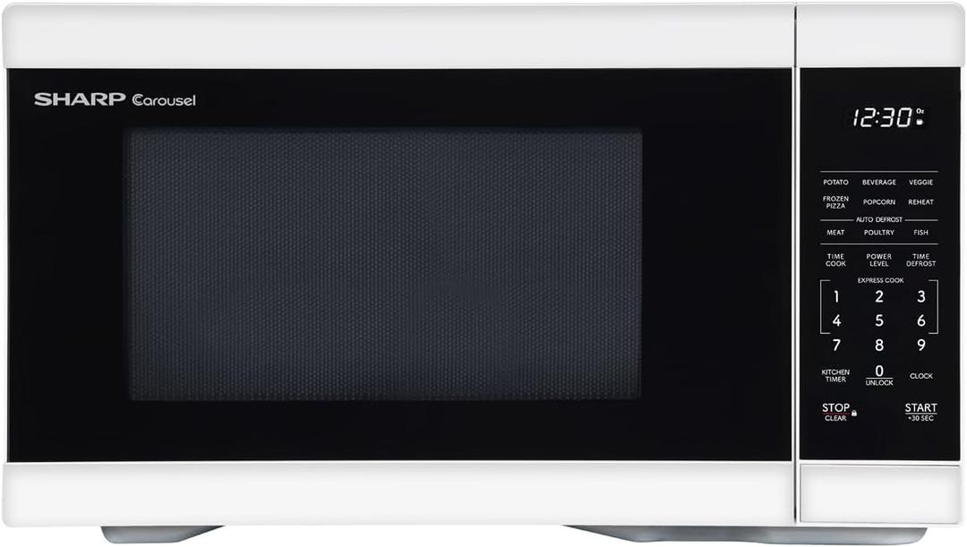 SHARP Countertop Microwave Oven with Removable 12.4" Carousel Turntable, 1000 Watt, 1.1 Cubic Feet, White