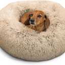Best Friends by Sheri Original Calming Donut Dog Bed, Taupe, Small, 24" Machine Washable, Shag Faux Fur, Orthopedic Support, Sense of Security, Water-Resistant Base, Small Dogs 