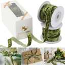 HUIHUANG Velvet Ribbon 3/8" Moss Green Crushed Velvet Ribbon for Christmas Tree Ornaments, Gift Wrapping, Wreath Decoration, Invitations, Holiday Home Decor, Bows, Flower Bouquet -10 Yards
