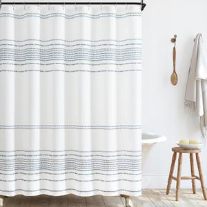 Jinchan Blue and White Boho Striped Shower Curtain Modern Waterproof Fabric Shower Curtains for Bathroom with 12 Hooks 70x72 inches