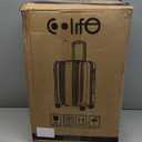 Coolife Luggage Expandable Suitcase PC+ABS with TSA Lock Spinner (Navy, Small (20'' Carry On)