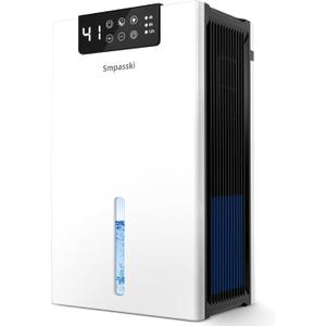 Dehumidifier, Dehumidifiers for Home(1000sq.ft), 98 OZ Water Tank Dehumidifier Washable Air Filter, Quiet Dehumidifiers for Basement with Drain Hose, Auto Shut Off, 4/8/12 Timer Setting, White