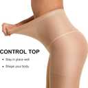 CozyWow 40D Sheer Tights for Women, Durable Control Top Pantyhose, High Waist Stockings with Reinforced Toe (XL)