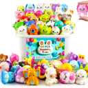 48-Pack Slow Squishy Toys Soft Stress Relief Fidgets Toys for Kids 4-12, with 48 Encouragement & Gratitude Cards, Birthday Party Favors Goodie Bags Stuffers Classroom Prizes (Animal, 48)