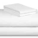 LuxClub 4 PC Twin Sheet Set, Wrinkle Free Cooling Bed Sheets Machine Washable Hotel Bedding Silky Soft, White