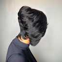 Short Pixie Cut Wig Human Hair Glueless Wigs for Black Women Side Part Natural Black Color Pixie Cut Straight Human Hair Wig with Bangs Short Layered Pixie Wigs Full Machine Made Wigs