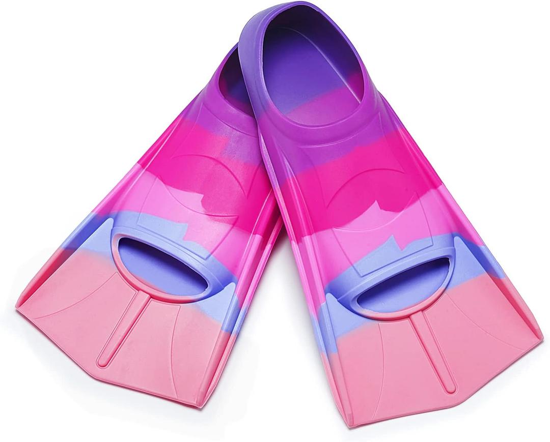 Kids Swim Fins,Short Youth Fins Swimming Flippers,Swim Training Fins for Lap Swimming,for Children Girls Boys Beginners (XS [US Kids 13.5-1.5])