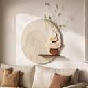 Briwooody 3D Textured Neutral Abstract Wall Art Decor with Shelf 24x24 Inch, 25.2"L x 24.8"W