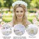 Syhood Flower Headband Floral Fairy Crown Adjustable Butterfly Flower Headpiece with Ribbon for Bridal Renaissance