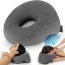 Face Down Pillow for Massage Bed  BBL & Eye Surgery Recovery Headrest | Stomach Sleeping Face Pillow for Prone Sleep, Tanning & Spa | Adjustable Memory Foam Cradle with Removable Cover (Grey)