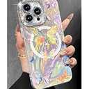 Toycamp for iPhone 15 ProMax Case - Compatible with Magsafe Aesthetic Cute Holographic i 15 Pro Max Case with Diamond Bling Lens Protector for Apple 15ProMax Cover for Women Girls