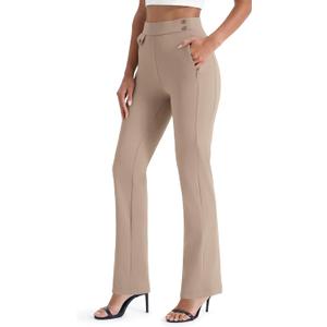 AFITNE Women's Yoga Dress Pants High Waist Pull On Stretchy Straight Leg Work Casual Slacks with Water-Repellent Fabric (XL)