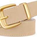 XZQTIVE Women Suede Belt for Jeans Dresses Fashion Retro Gold Buckle Ladies Waist Belts (Beige), Fit Waist Size 30"-36"