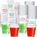 100 Pcs 3 oz Christmas Shot Cups Small Xmas Party Glasses Disposable Drinking Cups for Happy Xmas Party & Events(Merry Christmas)
