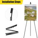 SunyesYoon Display Black Easel Stand for Wedding Sign, Artist Instant Tripod Collapsible Portable Floor Easel for Posters, 63" Adjustable Easy Folding Metal Stand for Display Show, Arts, Painting