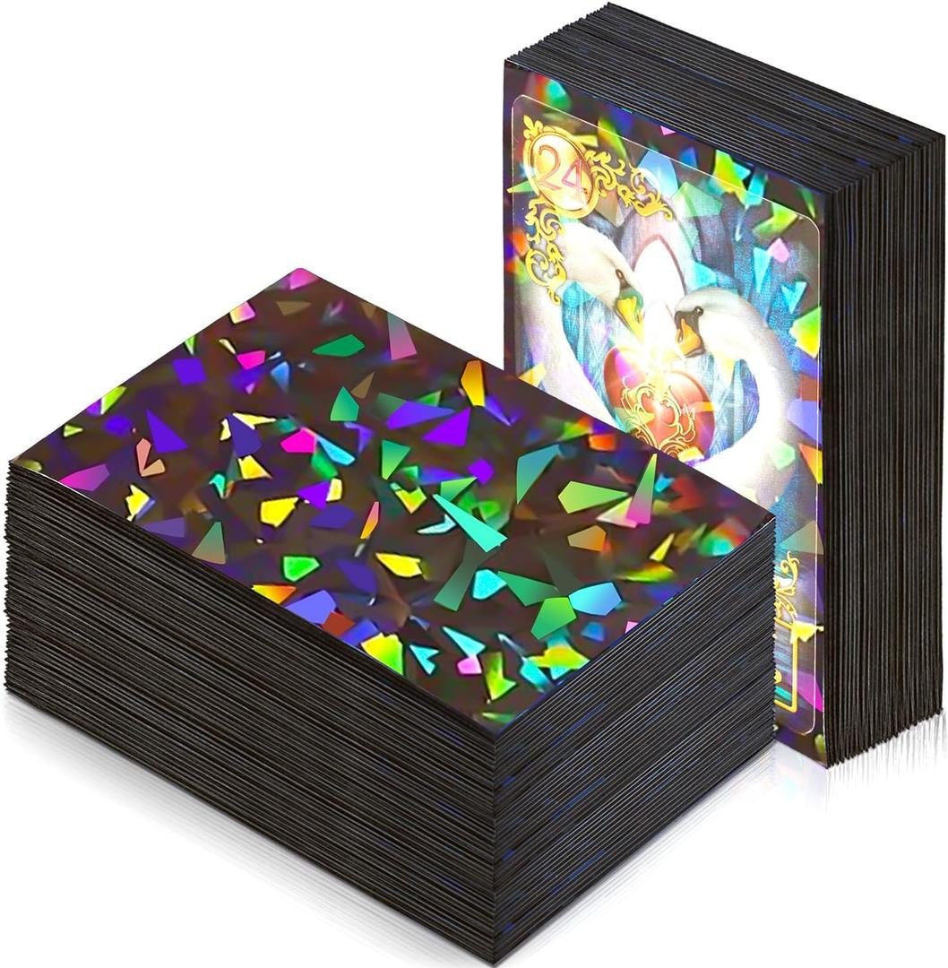 200 Pcs Holographic Card Sleeves Laser Flashing Black Trading Card Sleeves Matte Kpop Card Protector Sleeves Fit for Game Card, Photo, Sports Cards 2.6 x 3.6 Inches, As Pictures Show