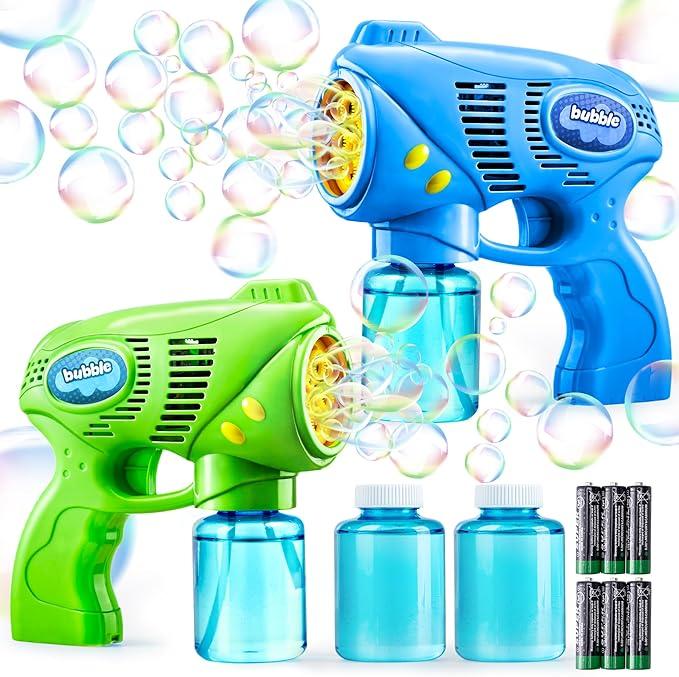JOYIN 2 Kids Bubble Gun with 2 Bottles Refill Solution, Bubble Machine Gun for Toddlers 13 Kids 48, Party Favors, Summer Toy, Outdoors, Easter, Birthday Gift