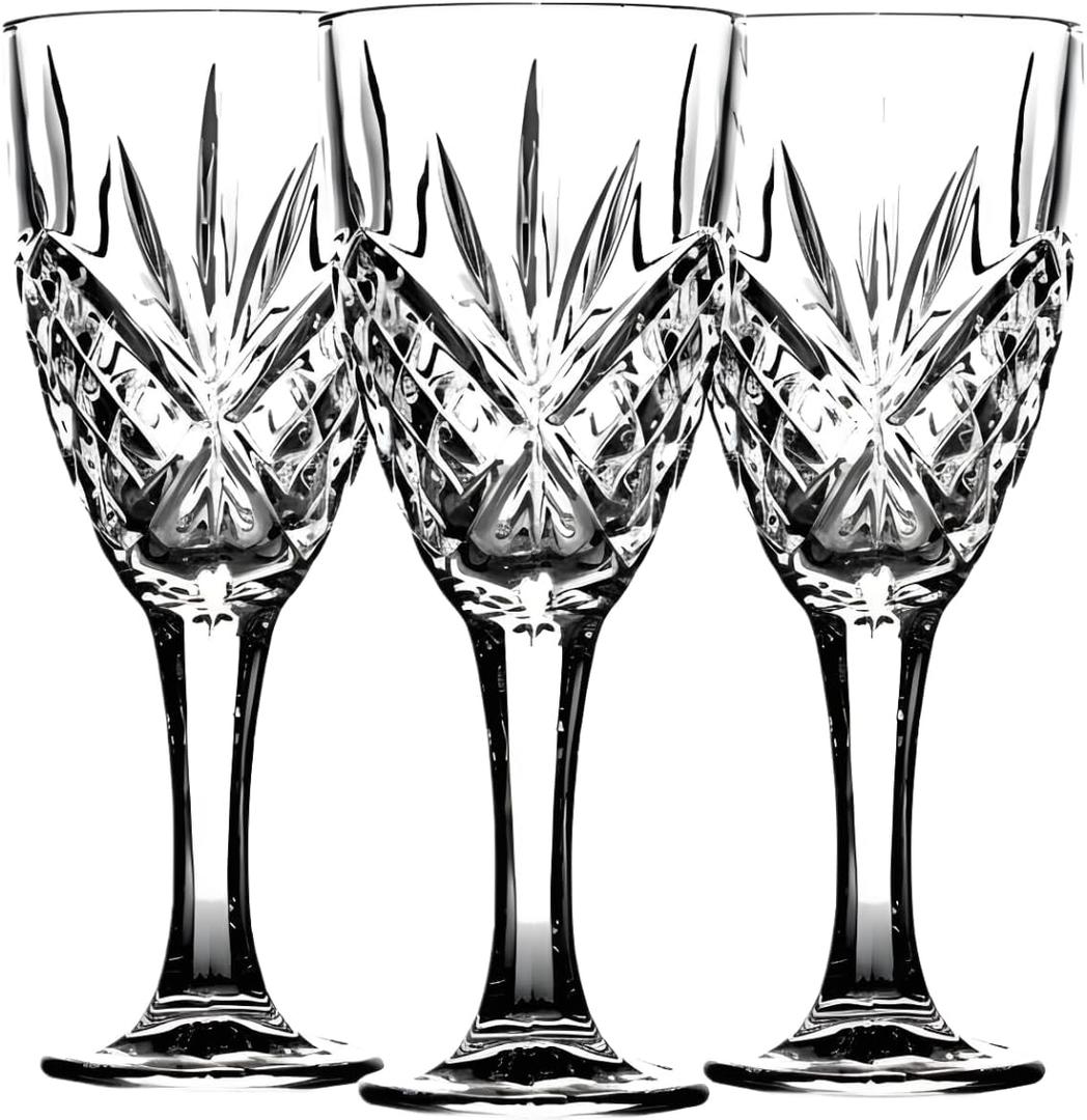 Set of 4 Carved Crystal Wine Glasses, 10oz Classic Carved Design Glass Red & White Wine Glasses, Dishwasher Safe, Elegant Gift for Wine Lovers, Weddings, Birthdays & Special Occasions