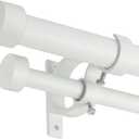 Double Blackout Curtain Rods 36 to 72 Inches (3-6 Feet),1-Inches Front and 5/8 Inches Back Adjustable End Cap Double Window Drapery Rod for Drapes and Curtains,Matte White (36-72", Matte White)