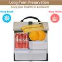 SUNNY BIRD Insulated Lunch Bag Rolltop Lunch Box Tote Bag for Women, Men, Adults and Teens (Grey and black)