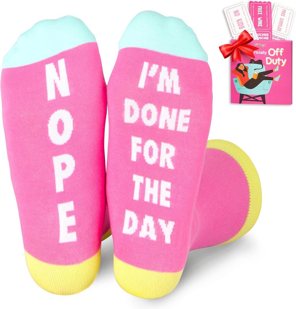 2 x POPCRAZE Novelty Socks Funny Statement Crew Cotton Unisex | Cute, humorous designs in a casual crew cut. One size fits most adults. Soft cotton blend for all-day comfort. (Pink)