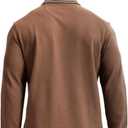 Men's Pique Polo Shirts Long Sleeve Cotton Blend Tipped Casual Collared Polo Shirts Business Classic Fit (Brown, M)