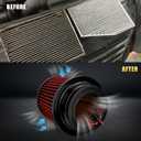 RULLINE 76mm 89mm 102mm Air Filter 3" 3.5" 4" Cold Air Intake Universal Clamp-On Air Filter Three Different Size High Flow Round Tapered Cone Cool Cleaner Red