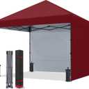 COOSHADE Pop Up Canopy Tent 10x10 with 2 Sidewalls, Outdoor Shade Instant Canopy Tents, Burgundy
